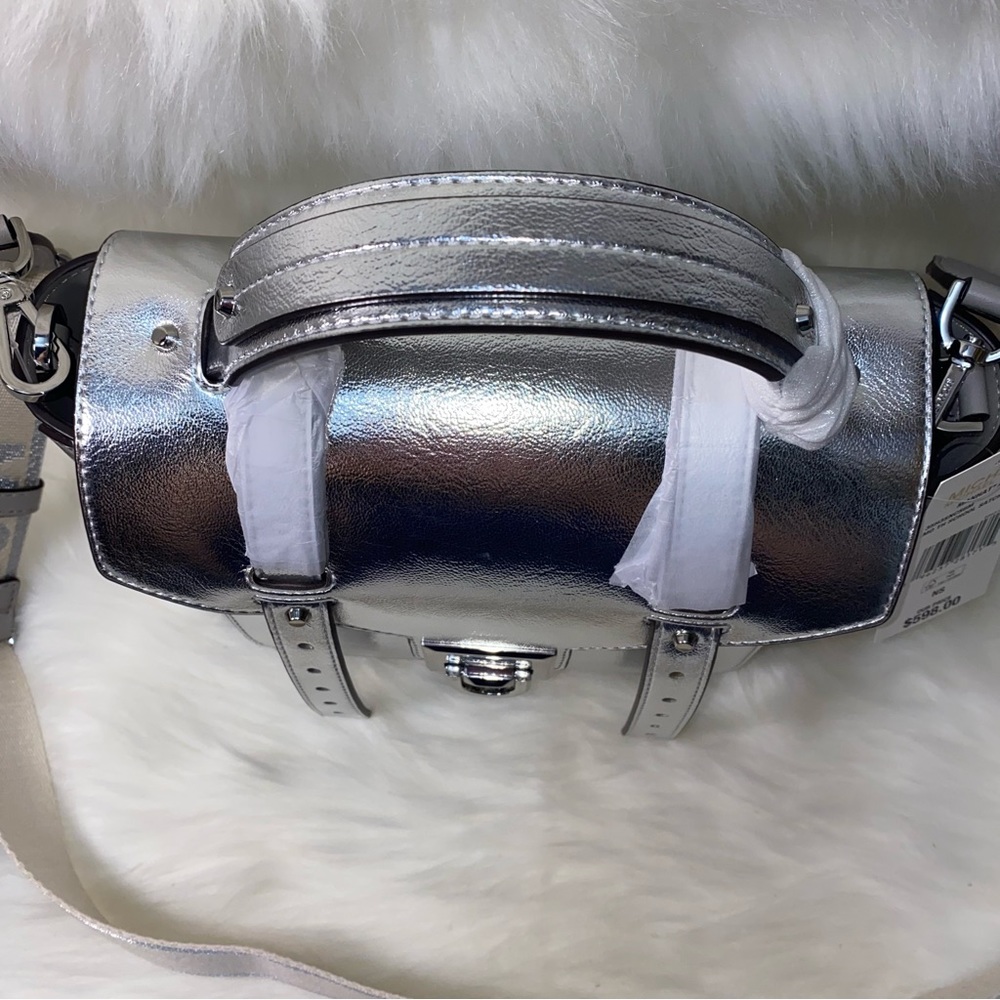 Michael Kors purse Manhattan Medium Metallic Satchel New - Picture 12 of 15